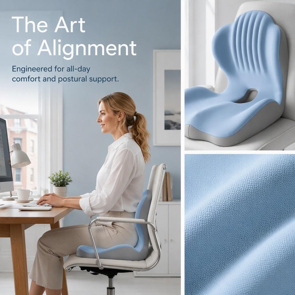 Cuscino del sedile ergonomico in memory foam con supporto for la schiena