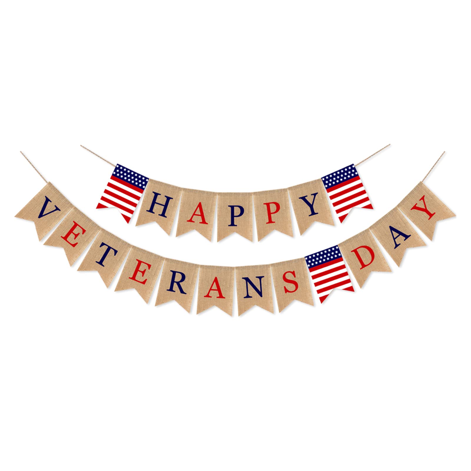 Tsophreniq Burlap for Happy Veterans Day Pendant Pull Flag for Classroom Black Board Home Party Decor Supply Burlap Garland Flags