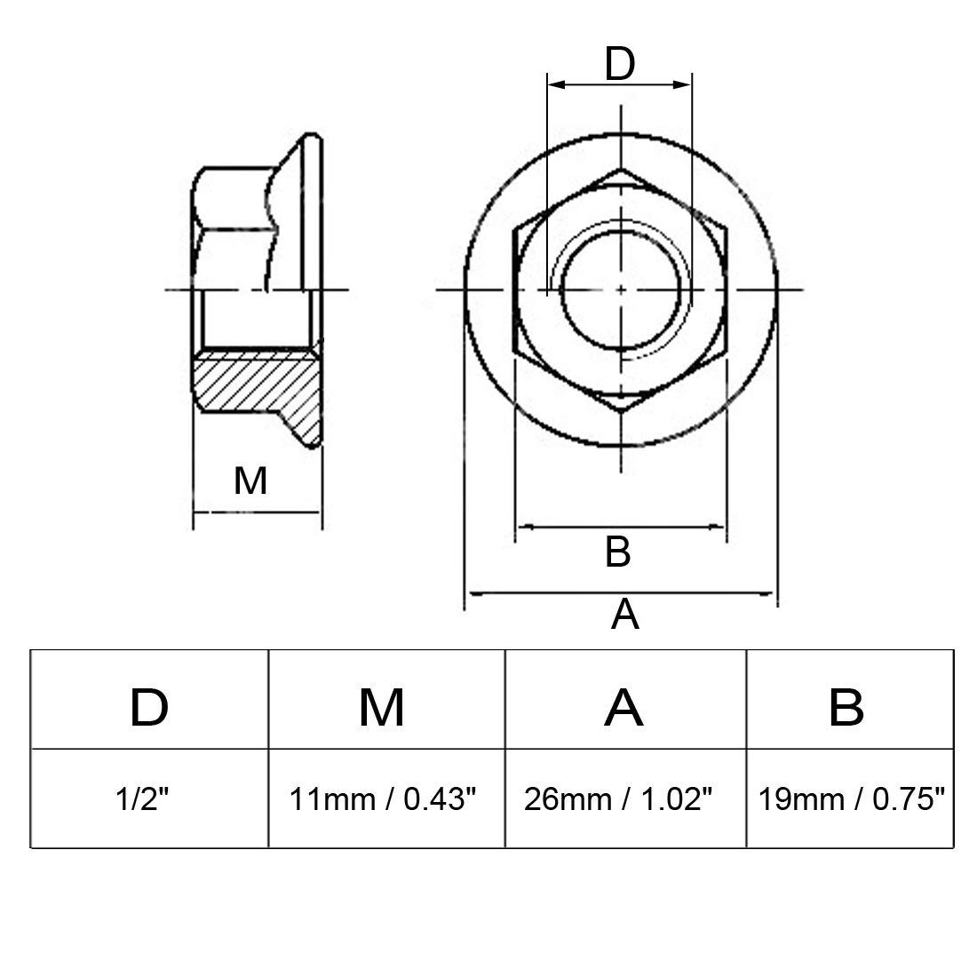 Dadi Serraggio 1/2-13 Dadi Di Bloccaggio Flangia In Acciaio Grado - Foto 2