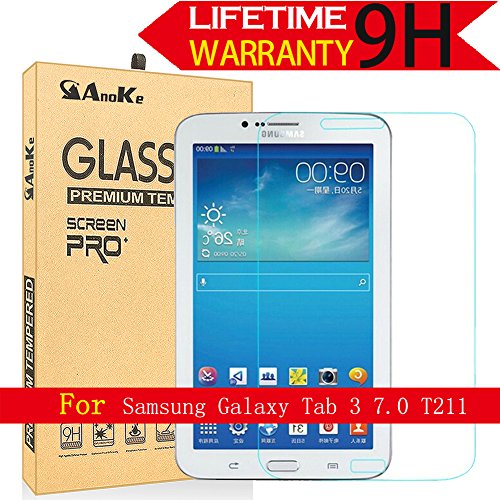 Galaxy Tab 3 7.0 Glass Screen Protector, (T210 T217A P3200 2013) AnoKe [Lifetime Warranty](0.3mm 9H ) Film Sheild For 7.0 T210 Glass