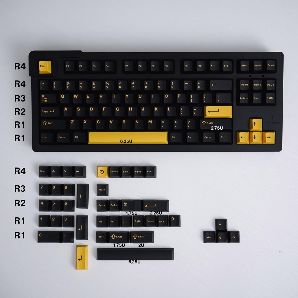Black Gold Keycaps 129 Keys Double Shot Cherry Profile Keycap Set