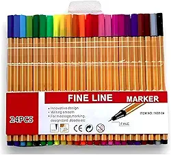 Canetas Coloridas Ponta Fina Fineliner 0.4mm Kit Com 24 Cores