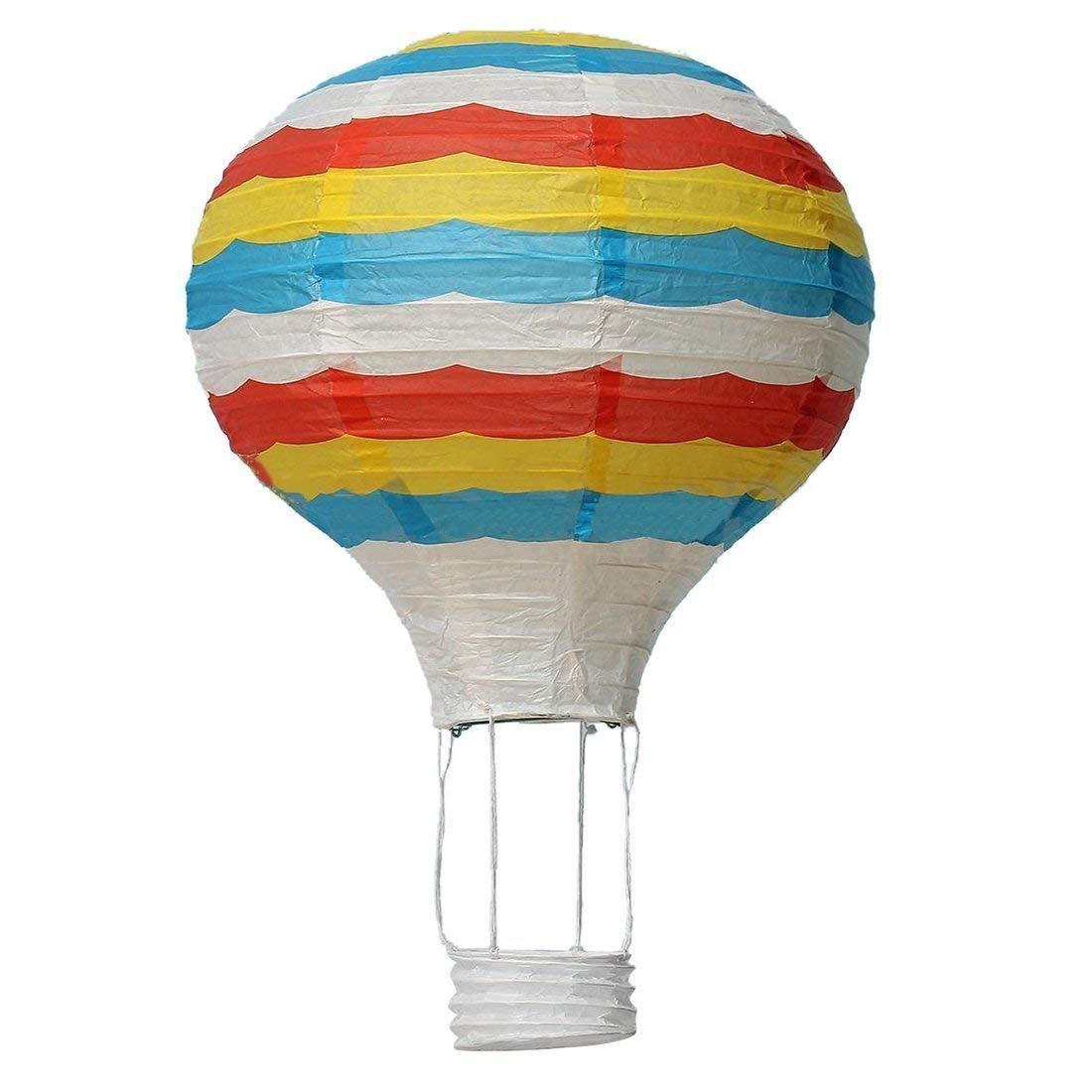 Muiltvoe Light Premium Quality 12Inch Hot Air Oon Paper Lantern Lampshade Ceiling Wedding Party Decor, Colorful Stripes