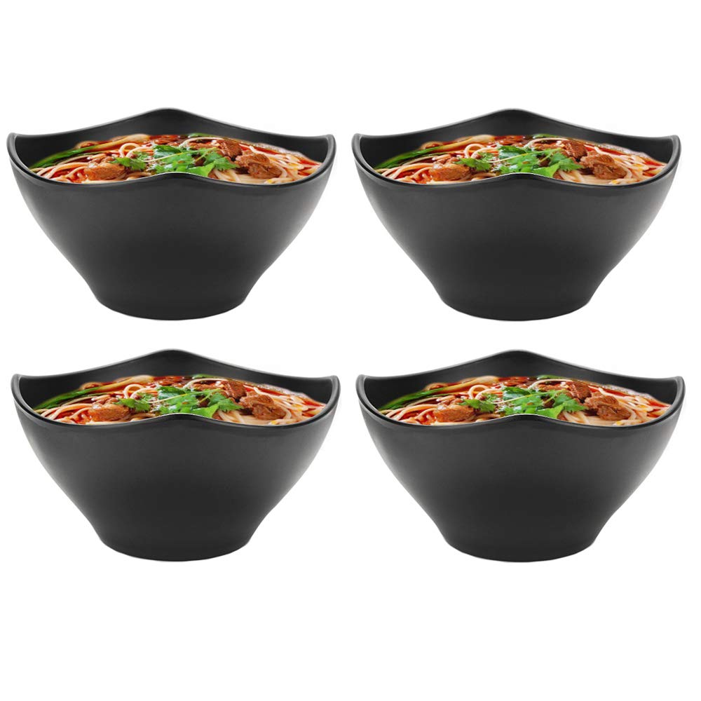 Genérico Juego de 4 tazones hondos para Sopa de Fideos Ramen japoneses, de melamina de Alta Capacidad (1800 ml), Aptos para Fideos asiáticos Udon, Soba, Pho y Cereales.