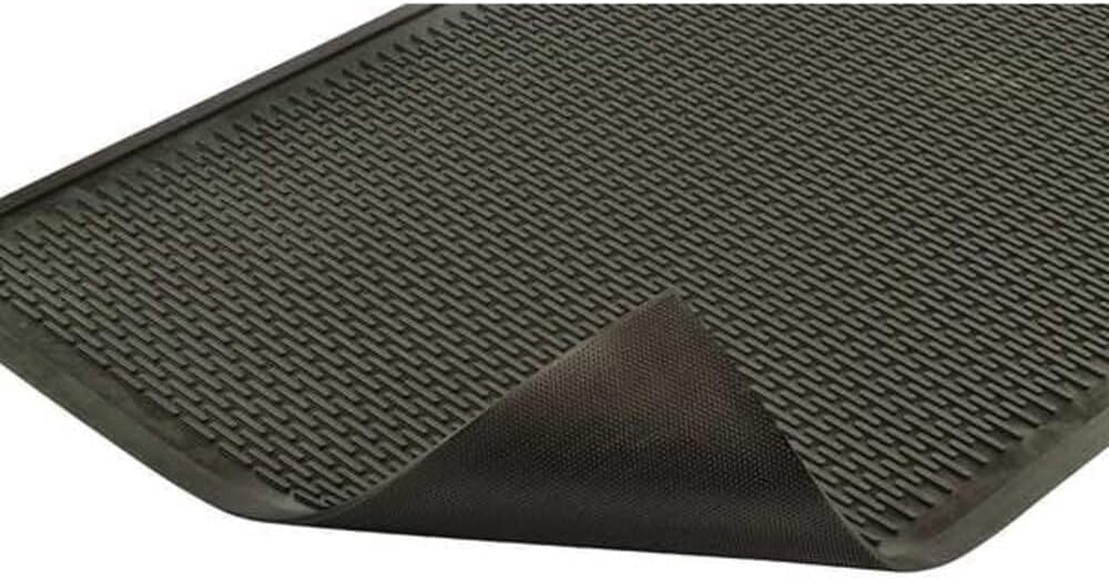 Notrax 340 Soil Guard™ Rubber Scraper Entrance Mat, Outdoor Natural Rubber Doormat for Indoor or Outdoor Heavy-Duty Use, Beveled Edges, 4' x 6', Black, 340S0046BL