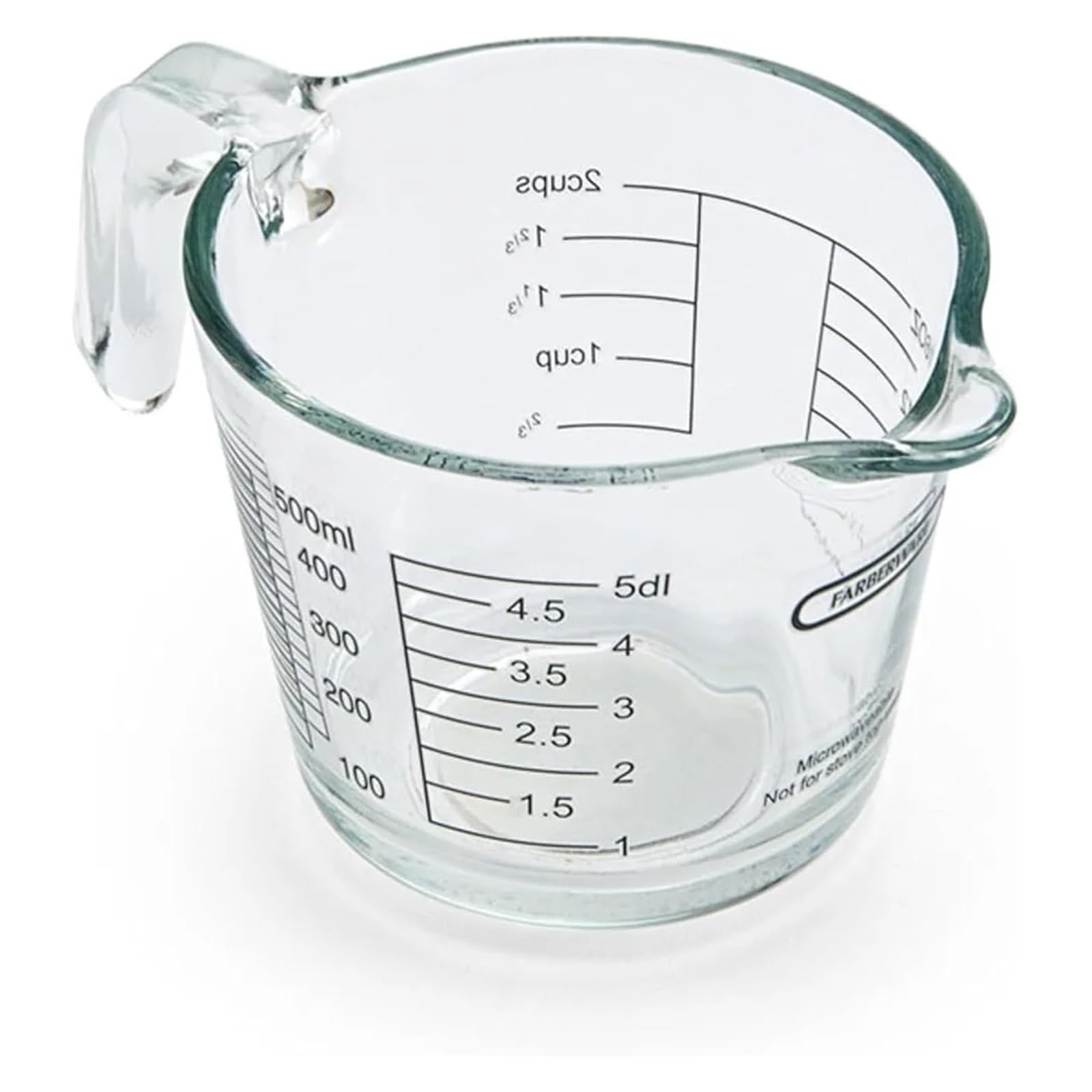 Glasmessbecher Messbecher aus Borosilikatglas (2 Tassen) mit hitzebeständigem, griffigem Griff, spülmaschinenfest, for nasse und trockene Zutaten, for Kochen und Backen