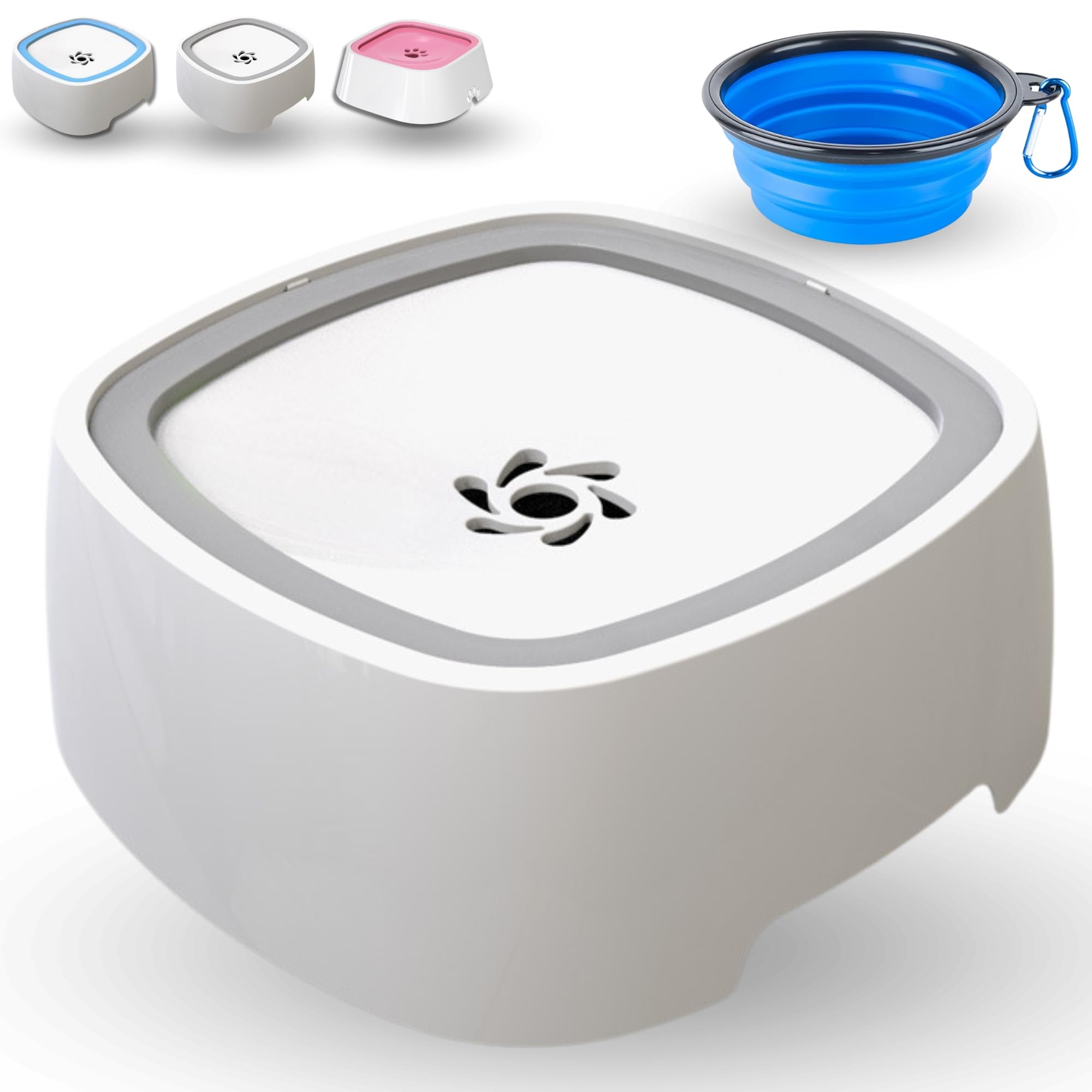 MandA® Bebedero Perro ANTIGOTEO. Bebedero ANTISALPICADURAS para Perros, Gatos y Otras Mascotas + Regalo Comedero portátil Plegable | Bowl antivuelco con diseño de Zero Splash.