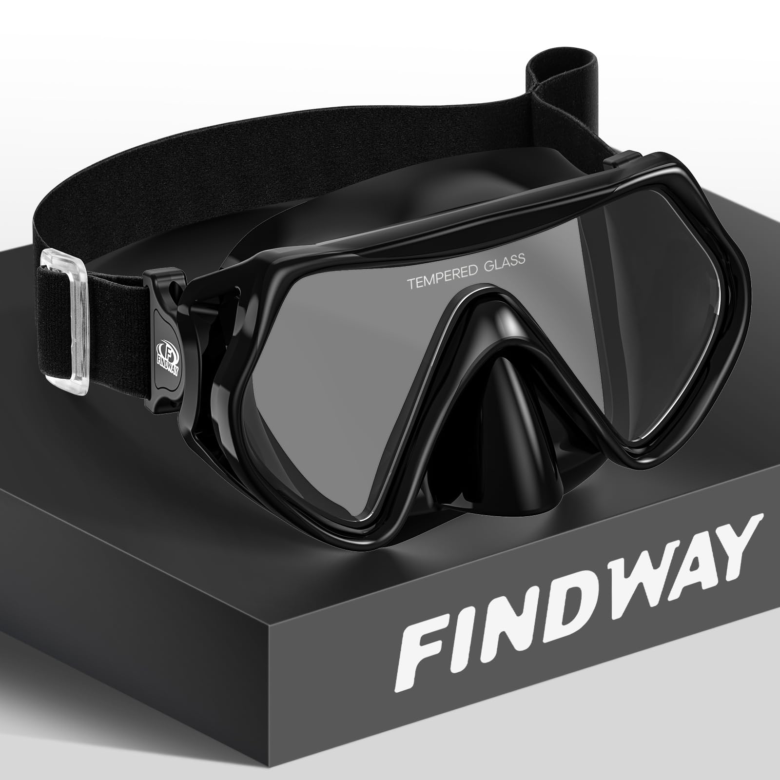 Findway Taucherbrille Erwachsene mit Stoffband, Schnorchelmaske für Herren Damen mit Nasenabdeckung Schwimmbrille Anti-Fog, Tauchmaske mit 180°Panorama HD Tempered Glas Anti Nebel Anti-Leck