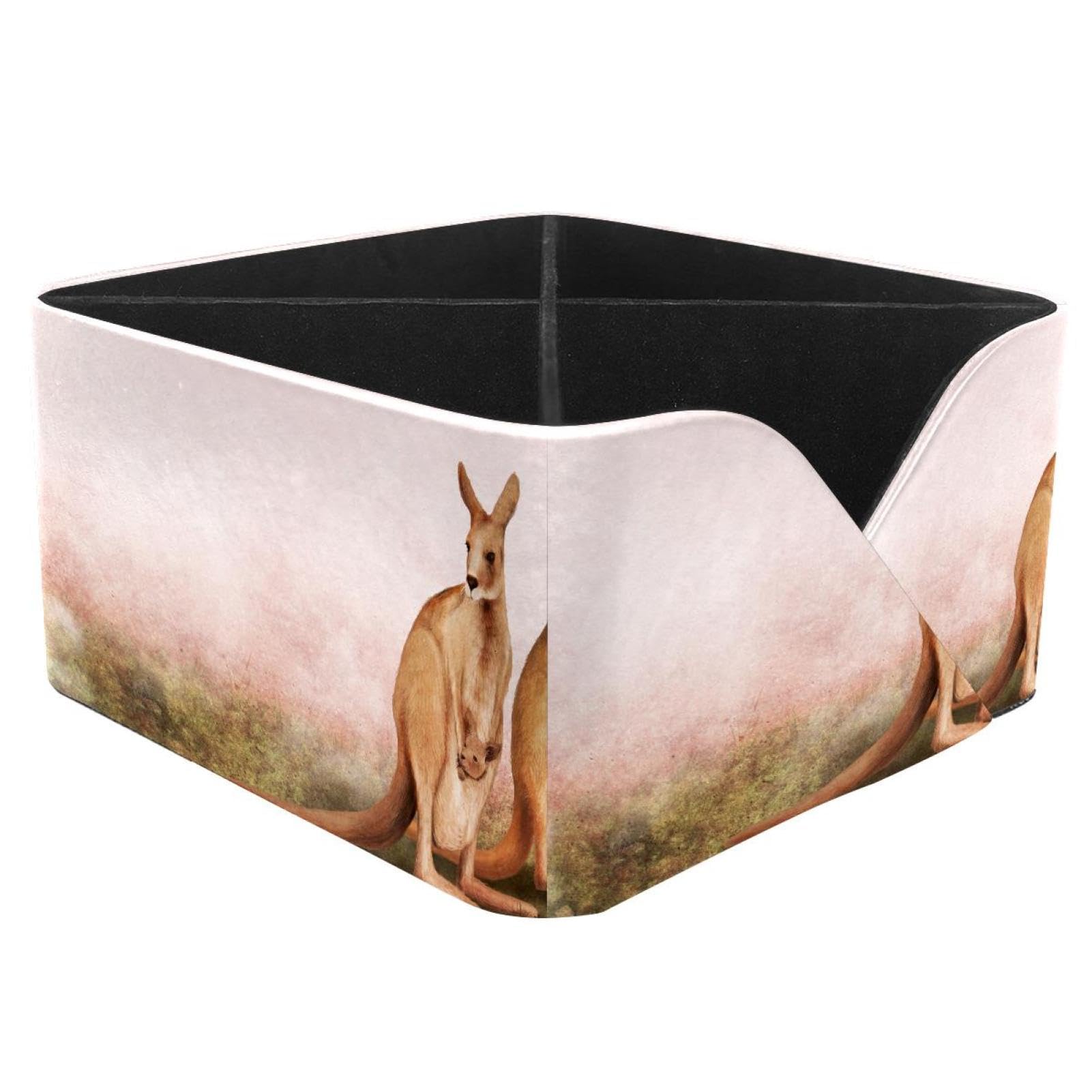 KengjuTesu Kangaroo Desktop Organizer Pen Holder, Rectangular Pencil Cup for Office, Study and Makeup Stations