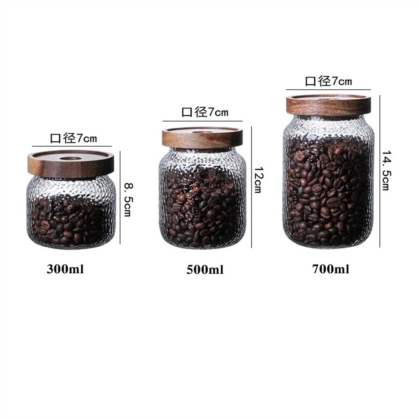 Recipiente de café Frascos de cristal de caramelo con tapa Botella de frasco de almacenamiento de cocina for especias Recipientes de vidrio for alimentos Frijoles de café té latas de vidrio Bote Café
