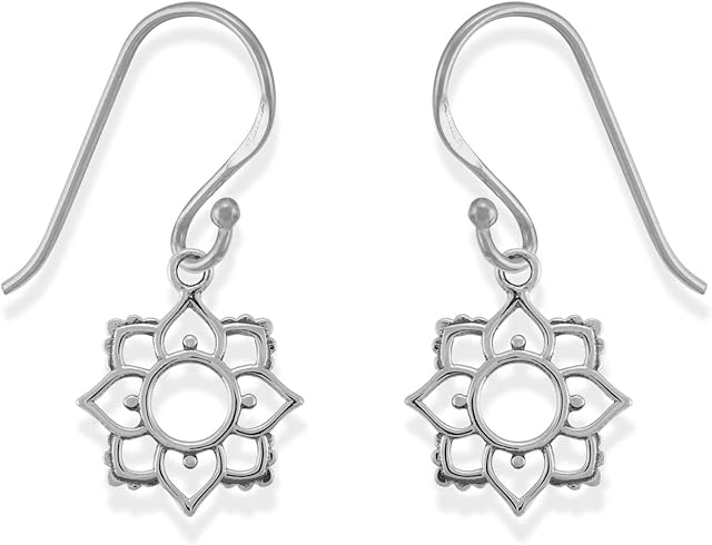 Boma Jewelry Sterling Silver Lotus Dangle Earrings