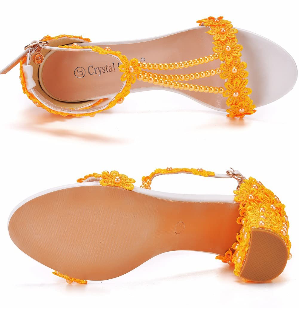 Donne Sandali con Tacco, Sexy Perline Ricamate da 7 cm Sandalo quadrate Sandalo Estate Scarpe da Sposa Scarpe Elementi