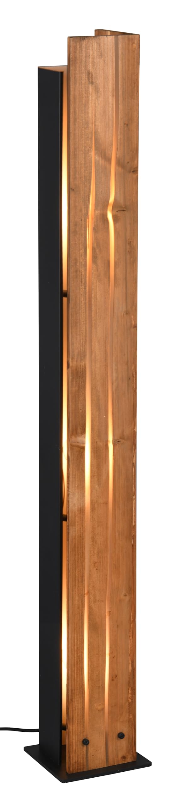 Trio Leuchten Lámpara de Pie KARUNI 463300330, Negro Mate Metal, Madera Natural, excl. 3x E27