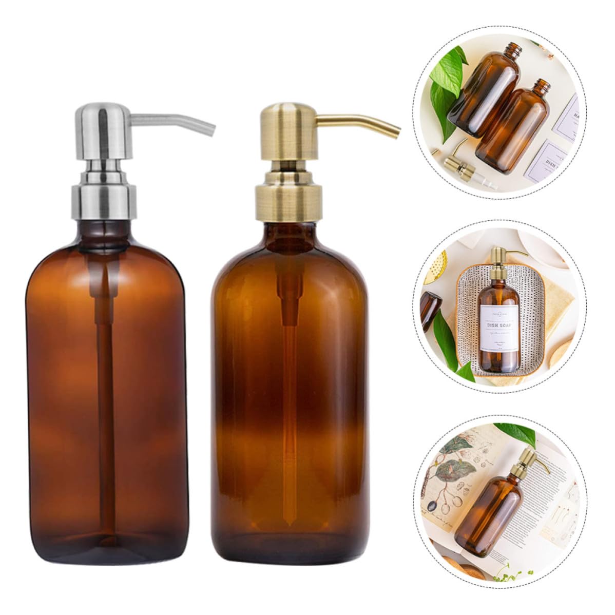 Dispensador de Champú y Loción de Vidrio 500ml, 4 Juegos Color Aleatorio