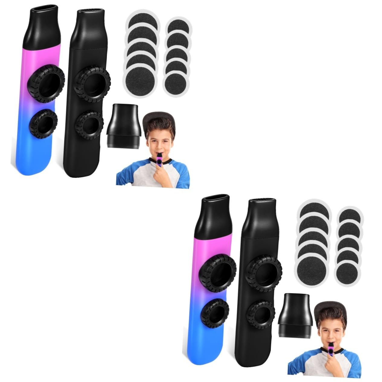 TOYANDONA 4sätze Tragbare Kazoo Musikinstrumente Mit Ersatzmembranen Und Runden Membranen Für Musikliebhaber Und Partys Farbverlauf