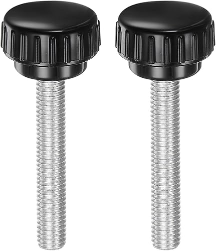 Miniatura 24 de uxcell Perillas de sujeción moleteadas M6 x 1.969 in métricas chapadas en zinc de acero al carbono rosca macho tornillo de pulgar en tipo 0.787 in