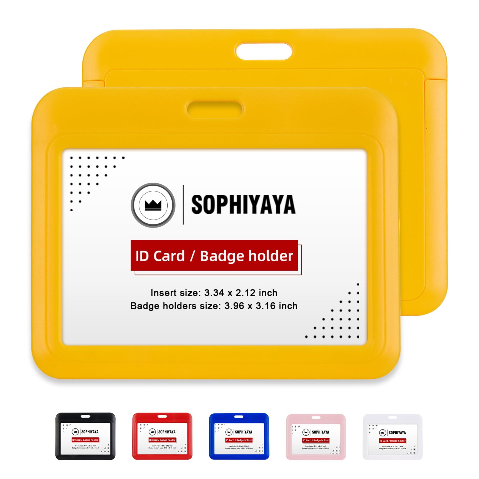 Amazon | スライド式IDバッジ 横型ホルダー ハードプラスチックキーカード ワークバッジスリーブ  オフィス/学校/工場/IDクレジットカード/近接キーカード用 6個パック (イエロー) | 名札・ホルダー | 文房具・オフィス用品