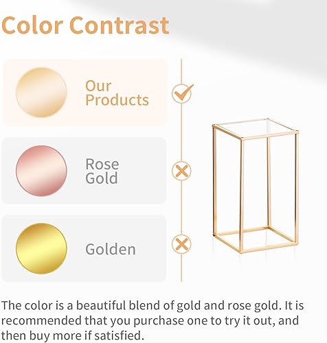 Miniatura 4 de NUPTIO - Soportes metálicos para flores, 2 unidades, dorados, columna para flores, jarrón para flores, forma geométrica, para centro de mesa, de