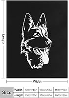 Vista 2 de Manta de franela de pastor alemán negro suave y cálida para sala de estar, sofá cama