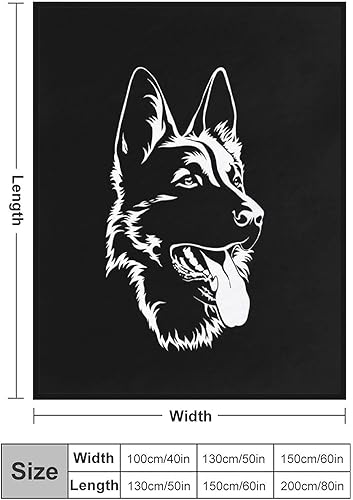 Miniatura 2 de Manta de franela de pastor alemán negro suave y cálida para sala de estar, sofá cama