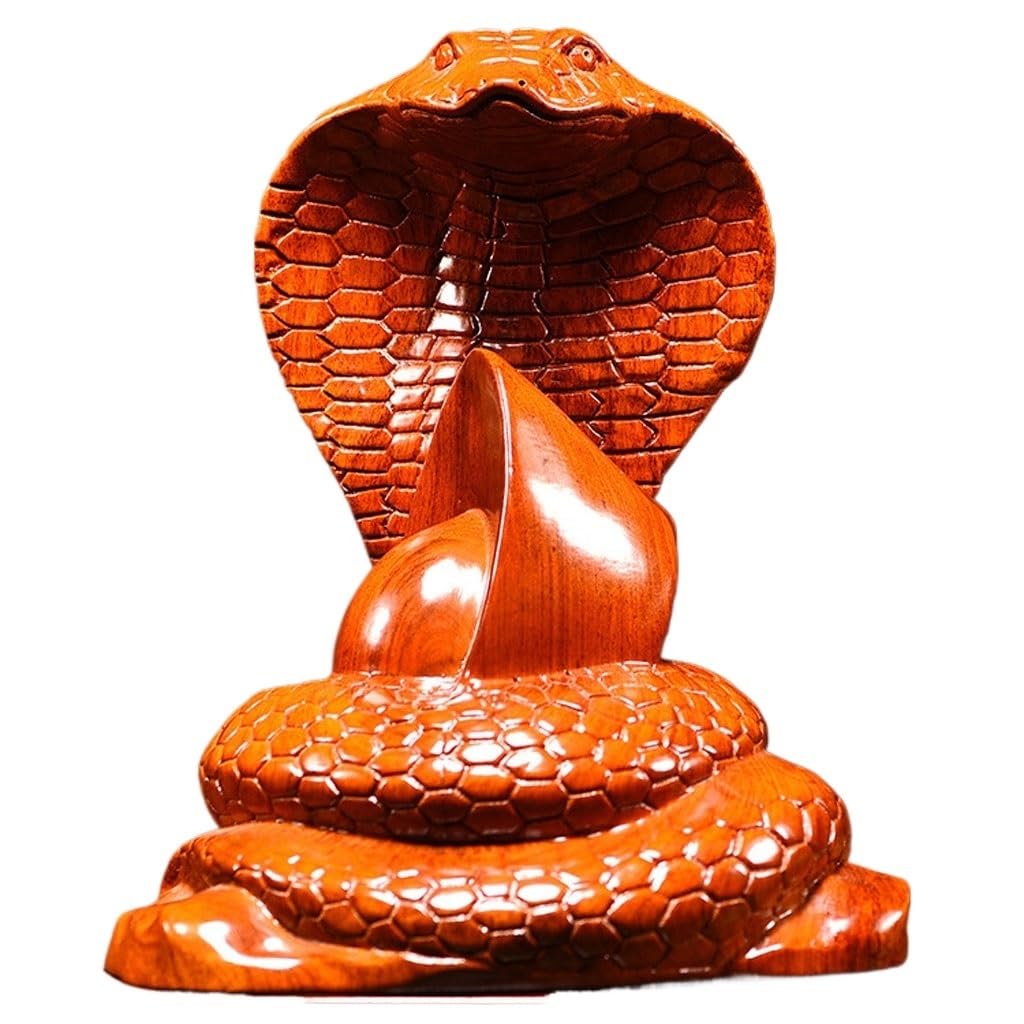 ATREDESES Office Decor Wooden Snake Ornament Solid Wooden Cobra Ornament Home Decoration Crafts Home Decor(7.87in)