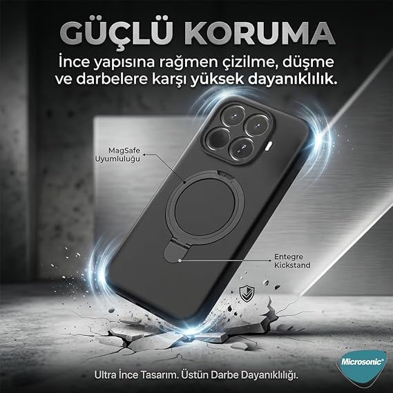 Microsonic Honor 600 Lite 5G için Kılıf Aura Stant MagSafe Turuncu [Honor 600 Lite 5G ile Uyumlu Kılıf - Turuncu]