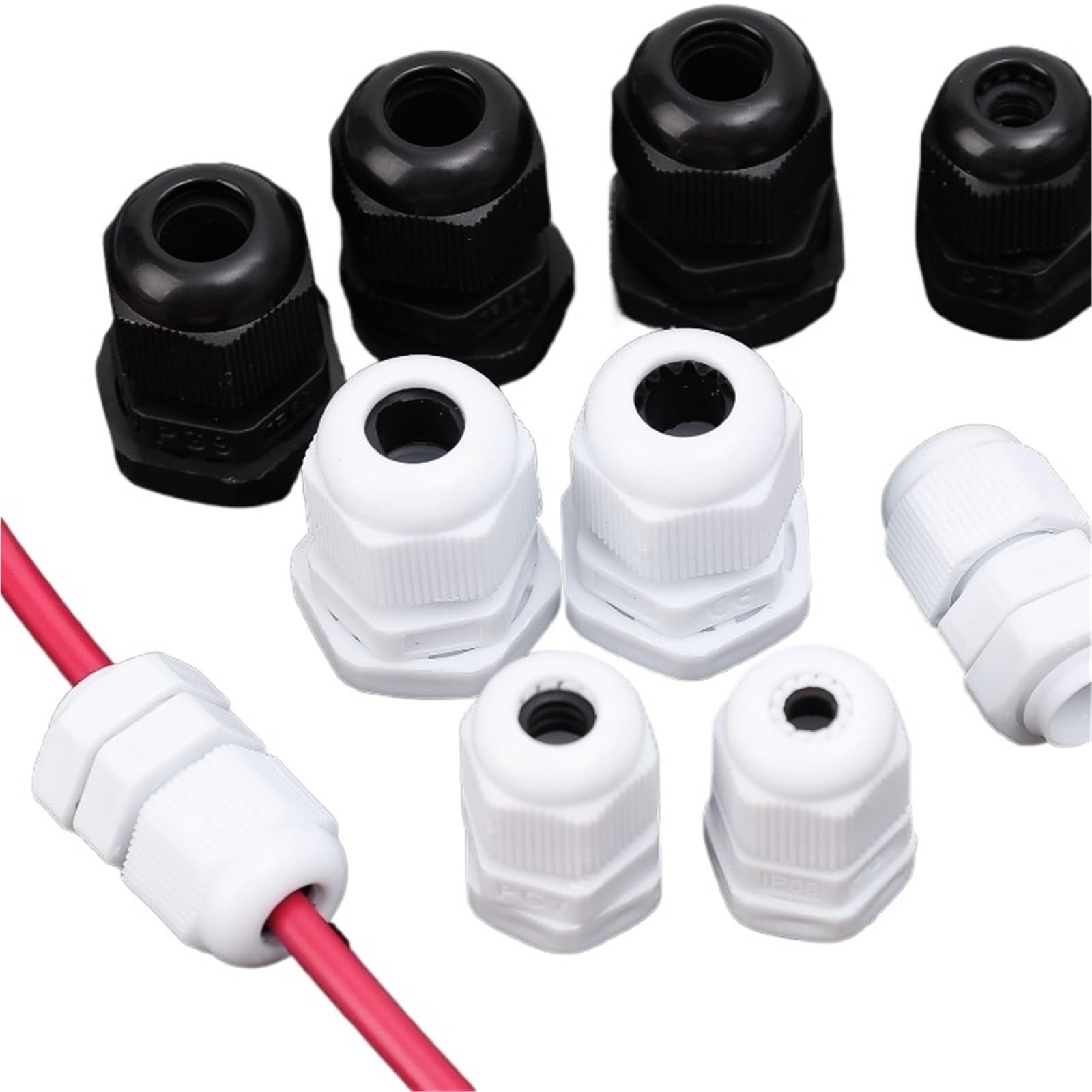 Prensaestopas impermeables PG9 con aislamiento IP68 negro para proteger conexiones de agua