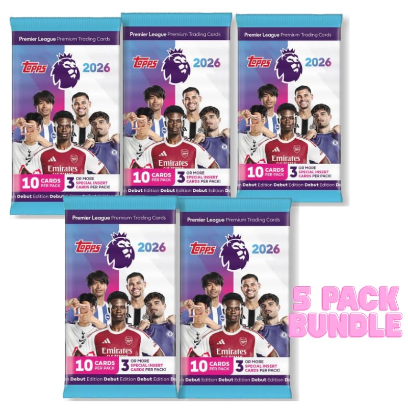 Premier League 2026 New 5 Packet Bundle Soccer Cards 25/26 + Hassentials Sticker