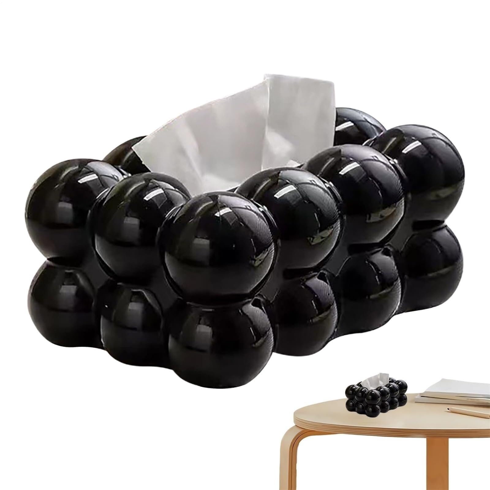 Porta fazzoletti Tovagliolo decorativo for dispenser di carta in materiale PP, porta scatola, for il bagno dell'auto Per la nuova casa(Black,Without soles)