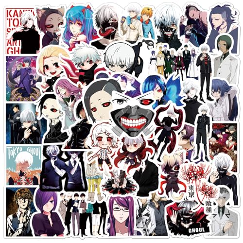 50PCS Tokyo Ghoul Stickers Mixed Pack, Cartoon Characters Stickers Movie Decorative Sticker for Teens Adults Waterproof Sticker for Water Bottle Laptop (u)