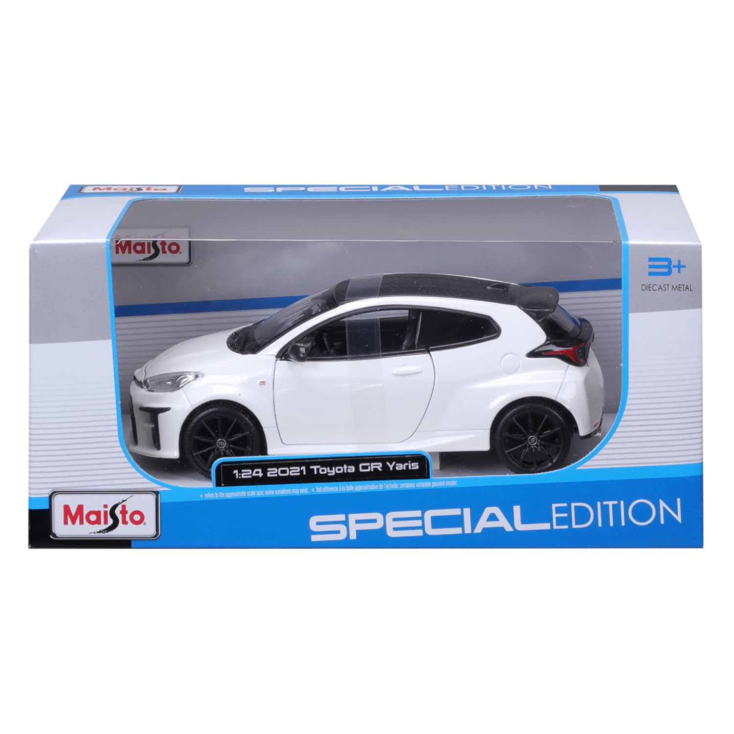 Maisto - Toyota Yaris GR 2021 - realistyczny model samochodu sportowego w skali 1:24, szczegółowa replika w losowych kolorach, oficjalna licencja Toyota, zalecany wiek: 3+ lat