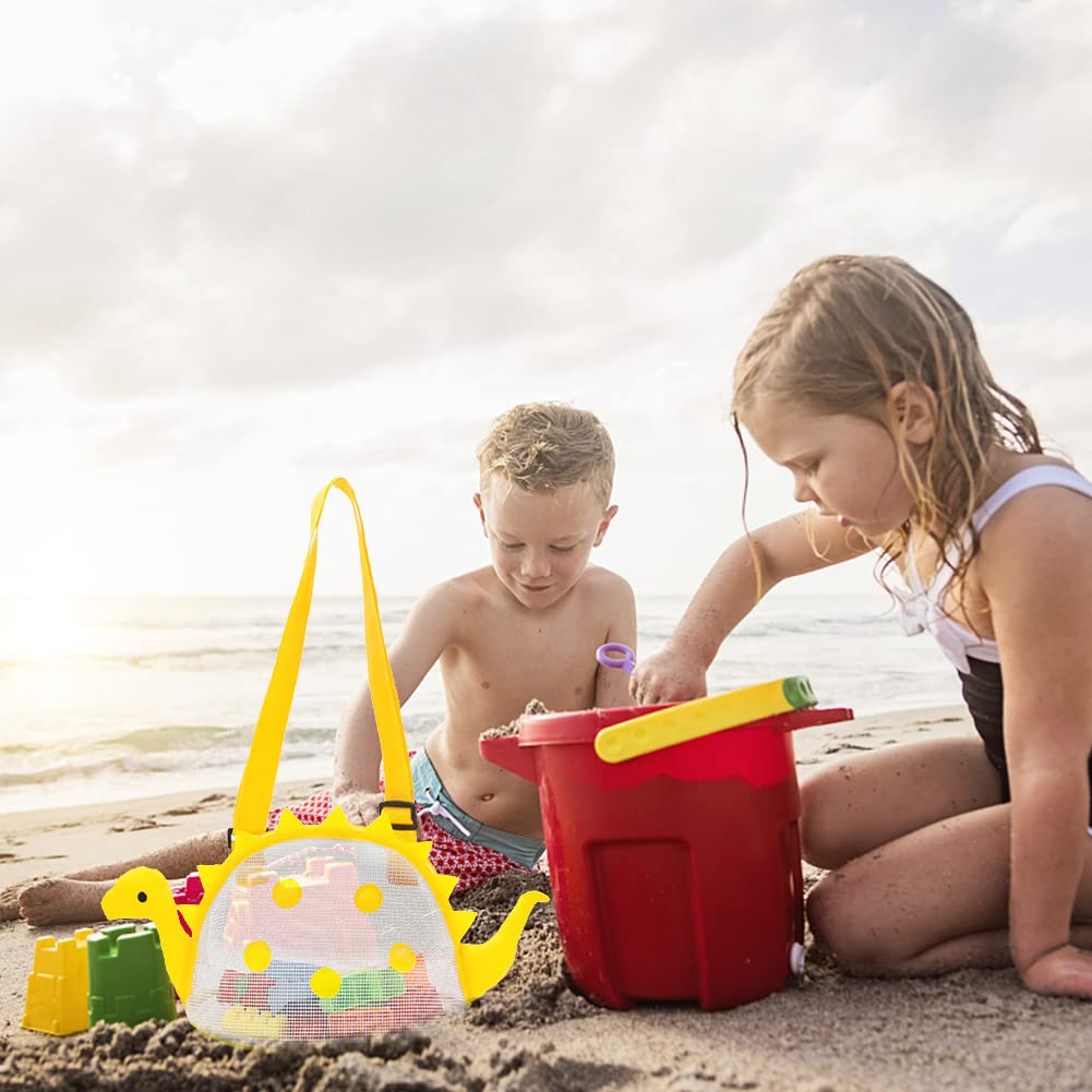 Set De 3 Sacs Filet Pour Jouets De Plage Enfants - Sac à Dos, Séchage Rapide, Cordon Coulissant - Pour Transporter Jouets, Coquillages, Serviettes - 6