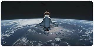 Spaceship Shuttle in Space Large Mouse Pad Desk Pad Gaming Mouse Mat with Non-Slip Rubber Base for Office and Home 30x60cm