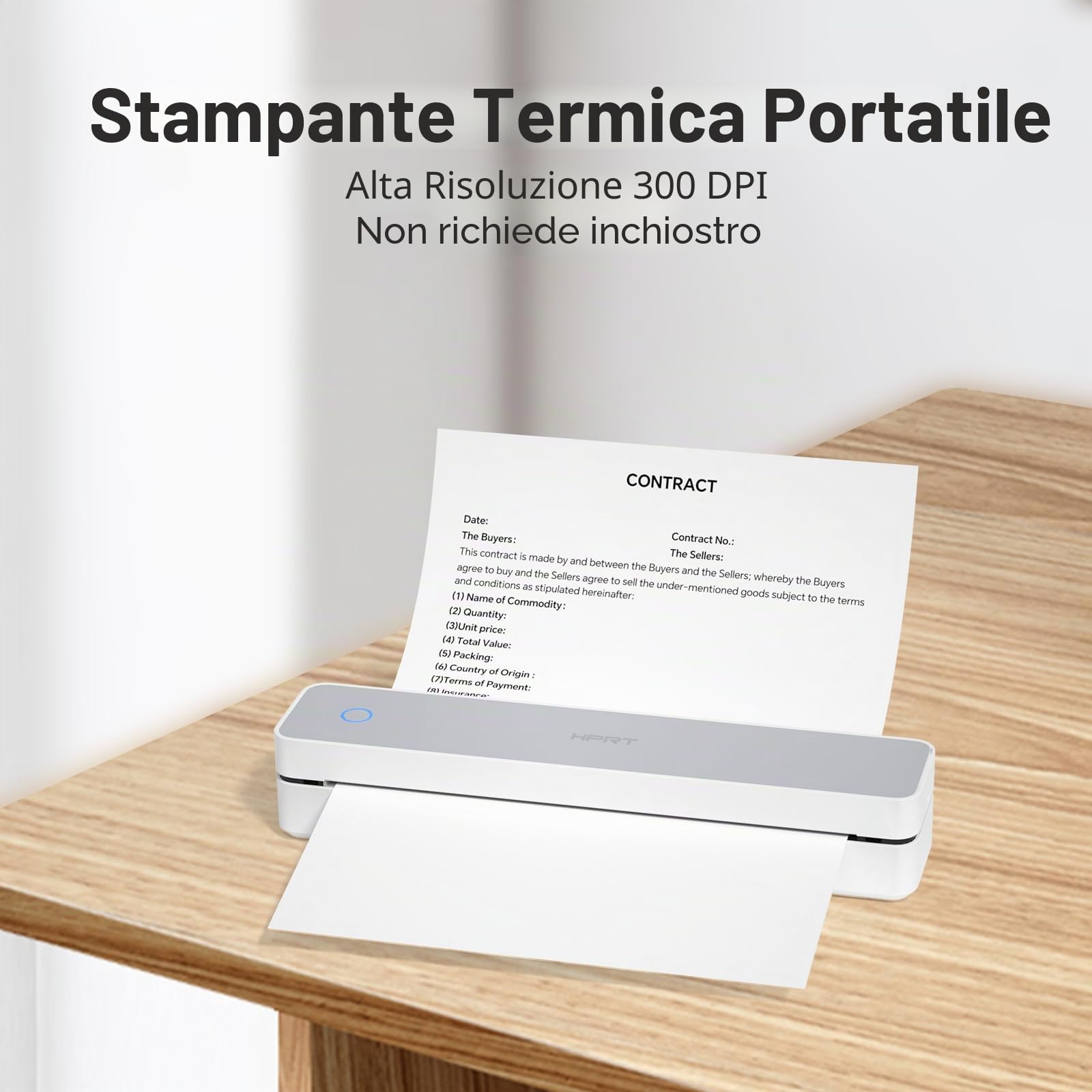 HPRT Stampante portatile wireless per viaggi, supporta 8,5 x 11 US Letter&A4 carta termica A4, stampante termica Bluetooth senza inchiostro 300 DPI, compatibile con telefoni e laptop Android e iOS