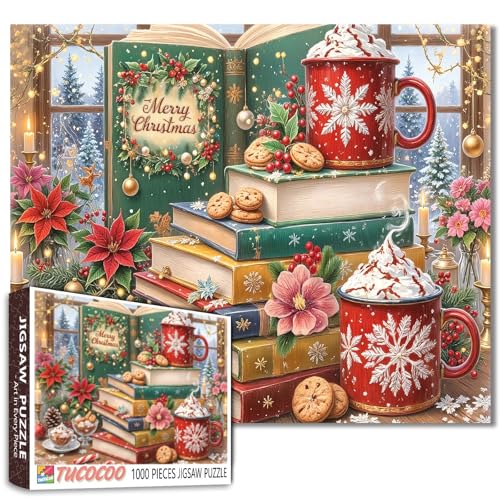 Christmas Books Jigsaw Puzzles 1000 piezas de rompecabezas con tema libro de Navidad 20x27 pulgadas