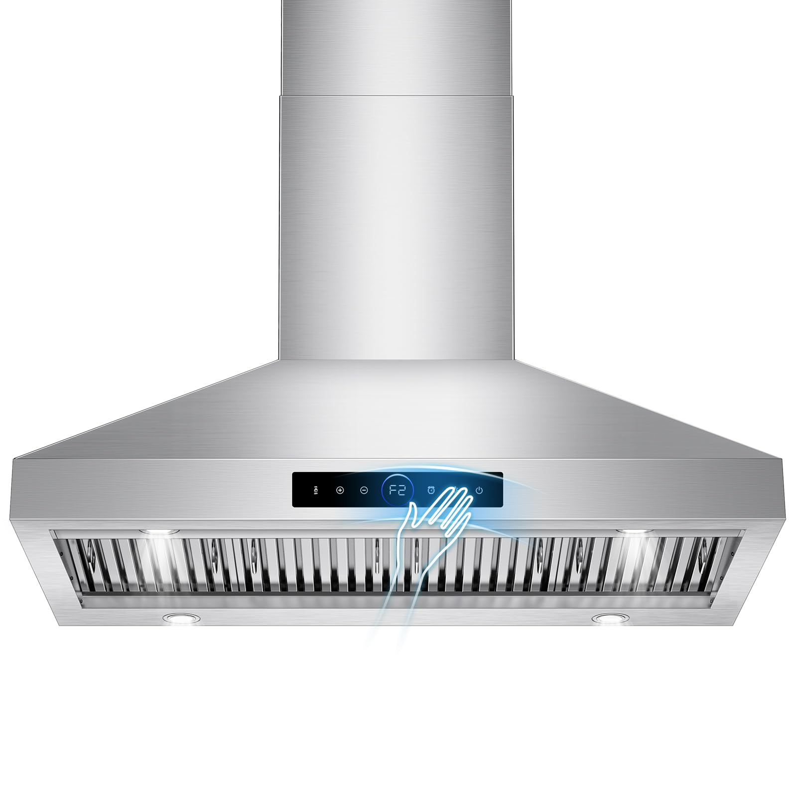 Photo 1 of 48 inch Range Hood Wall Mount, 1500 CFM with 4-Speed Gesture Sensing & Touch Control, Stainless Steel Ducted Kitchen Stove Vent Hoods with 4 LED Lights, Time Setting, Dishwasher-Safe Baffle Filters
