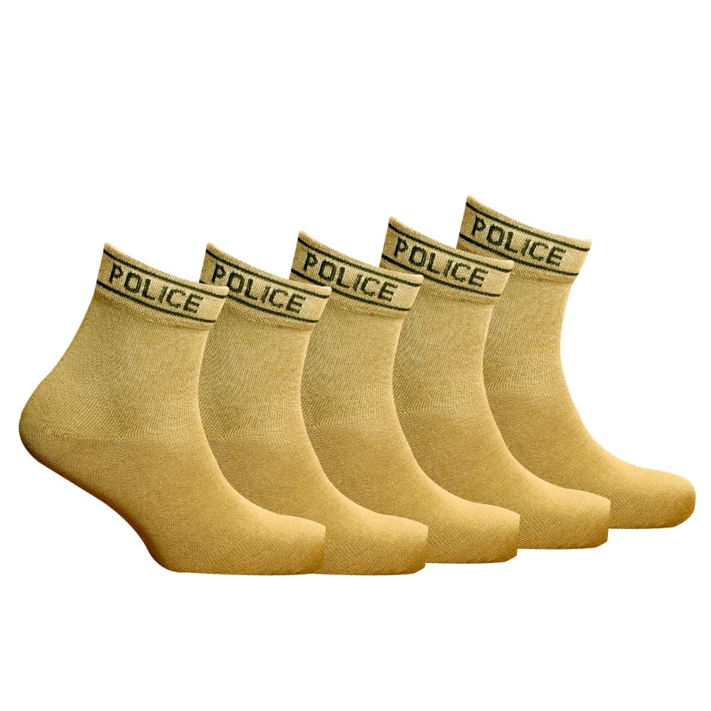 Police Khaki Socks For Men Women Comfort Style for Tactical Professionals Khaki Uniform Law Enforcement Combo Pack Of 5 Pairs-image-1