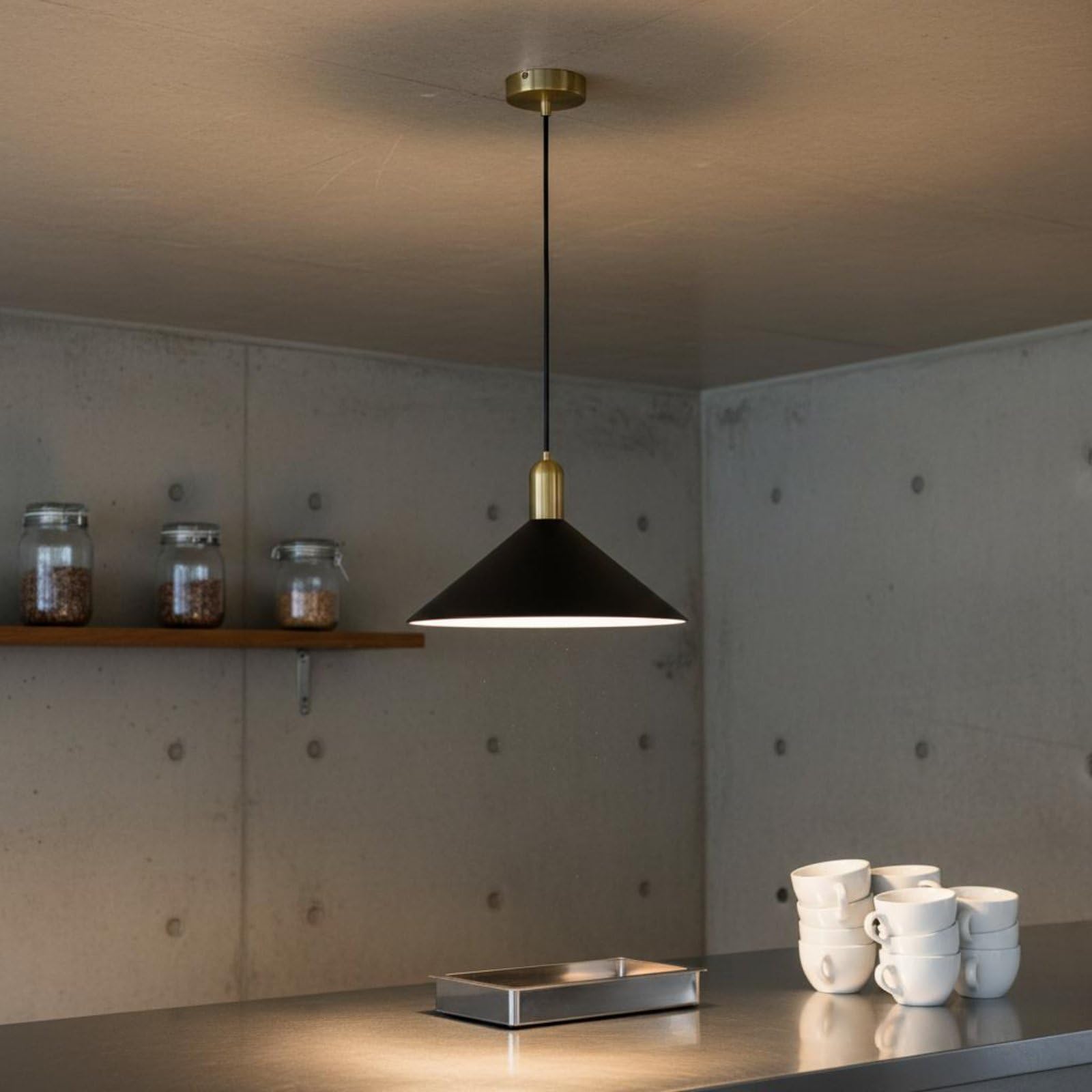 Lampada a Sospensione Commerciale Lampadario Pendente Luce a Cupola Applique a Sospensione in Ferro Finitura Raffinata per Illuminazione Interna Angolo Lettura Corridoio, Bianco