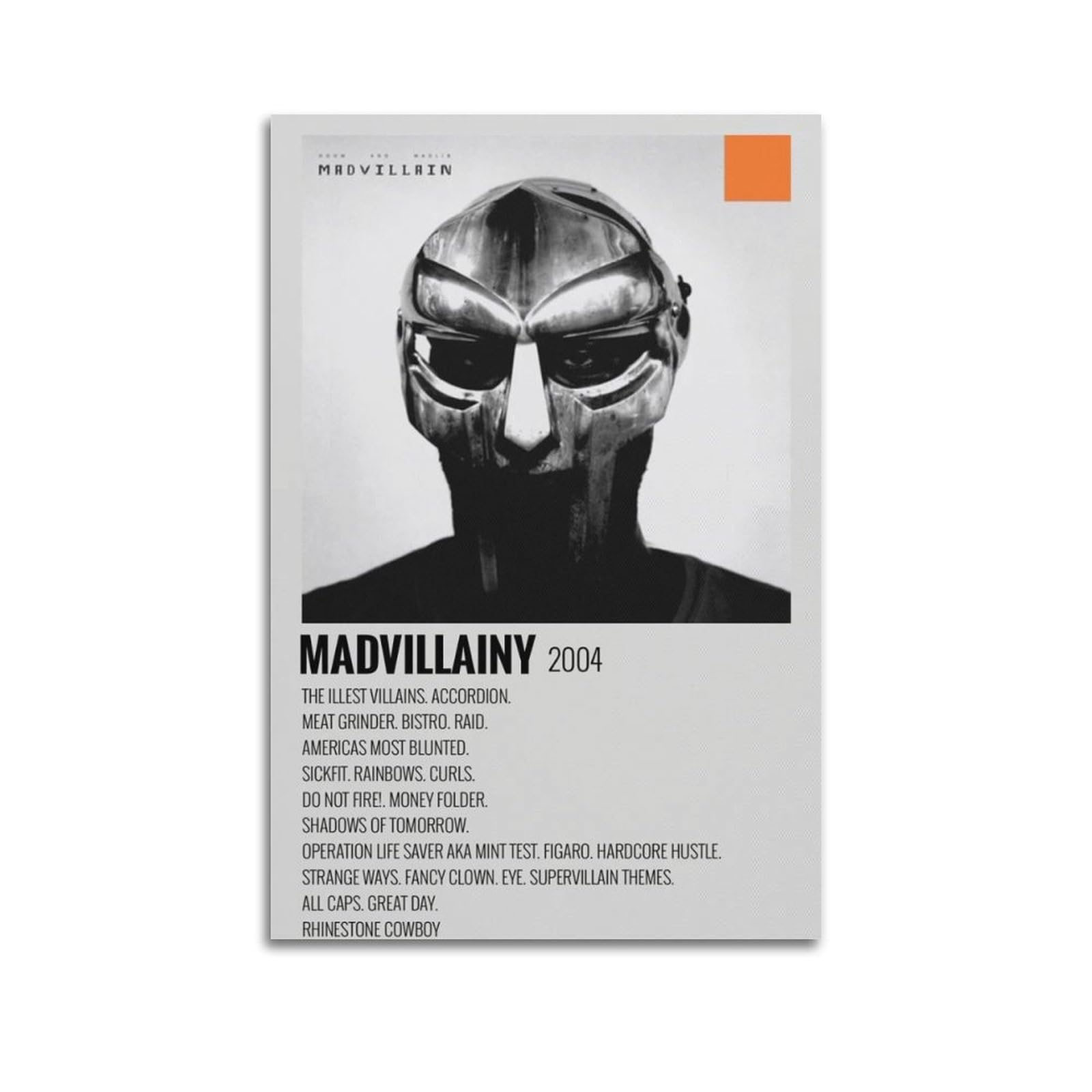 Witin Madvillainy Mf Doom Poster Decorative Canvas Family Bedroom Picture Painting 12X18inch(30X45cm)