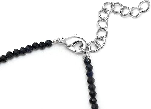 Miniatura 6 de Gempires Natural Black Spinel Beads Bracelet, Spinel Gemstone Jewelry, Gift For her, 7+1 inch Adjustable Silver plated Chain (Black Spinel)