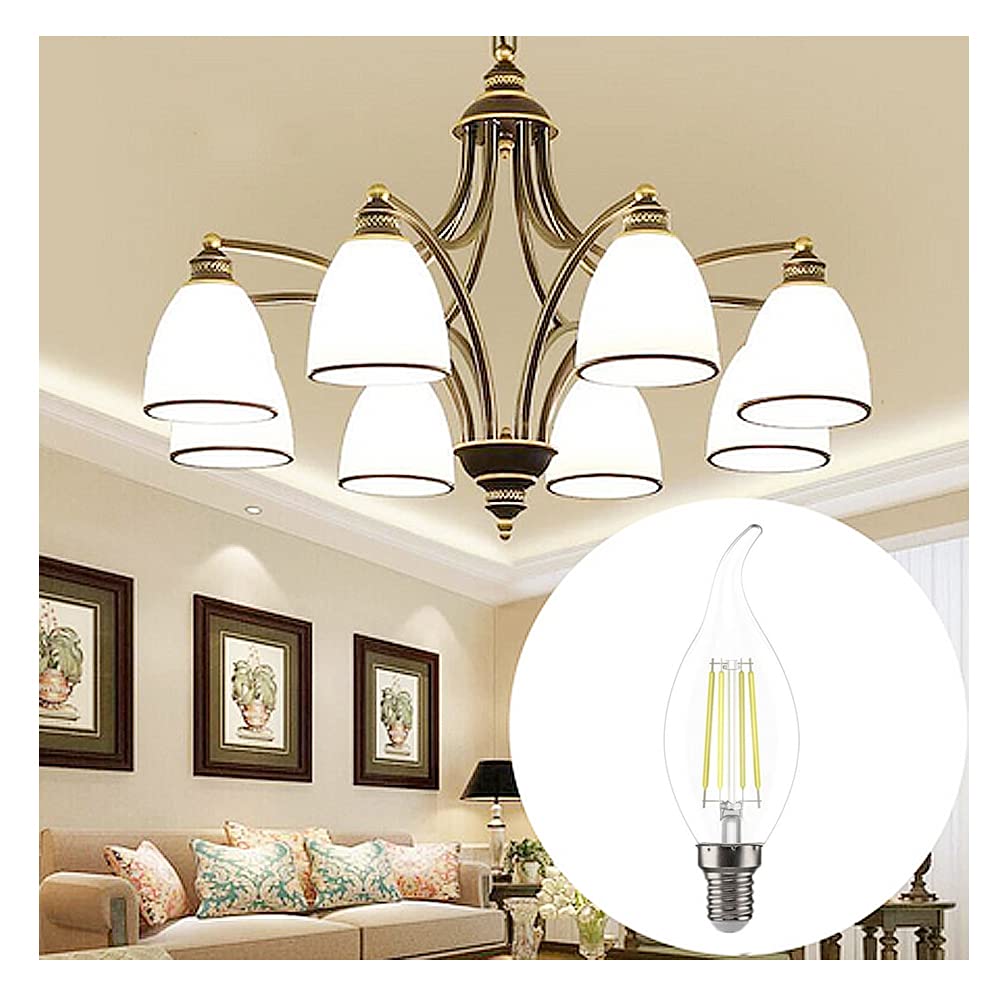 Ruihua E14 6W LED Filament Glühbirne Kaltweiß 6500K (Entspricht 60W Halogenbirne) Nicht Dimmbar Kleine Vintage Energiesparlampe 600LM Edison Schraube C35 Kerzenbirnen,Packung mit 20