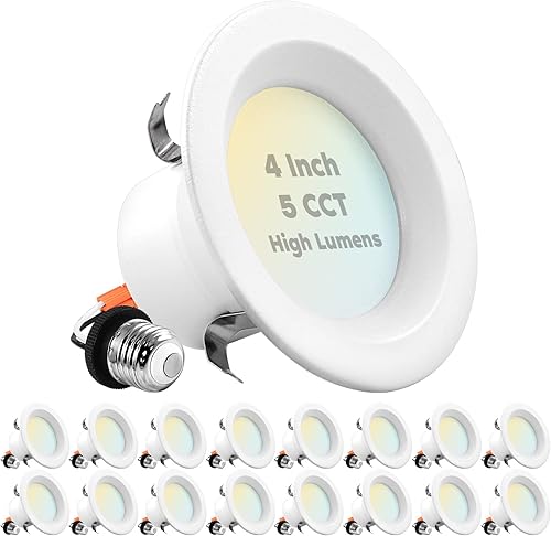 Miniatura 8 de LUXRITE Luces LED empotrables de 4 pulgadas, 14 W  75 W, 5 opciones de color 2700K-5000K, 950 lúmenes, kit de reacondicionamiento LED regulable,