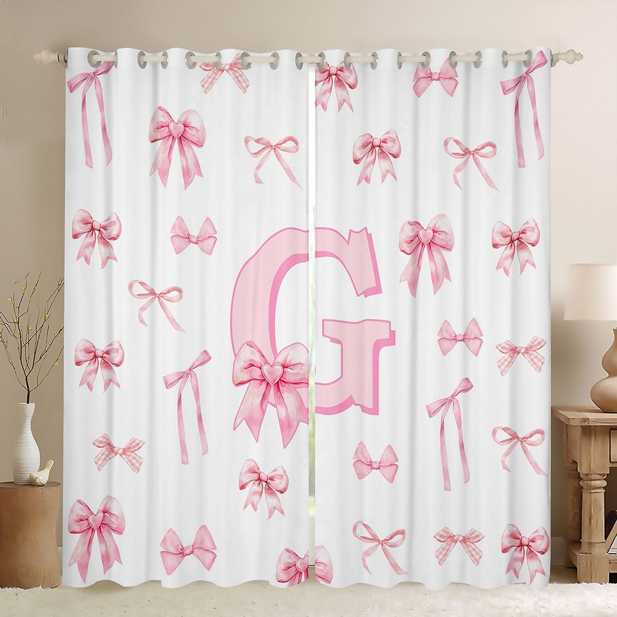 Nœud rose mignon rideau occultant Homewish 117x183 pour rideaux voilage chambre