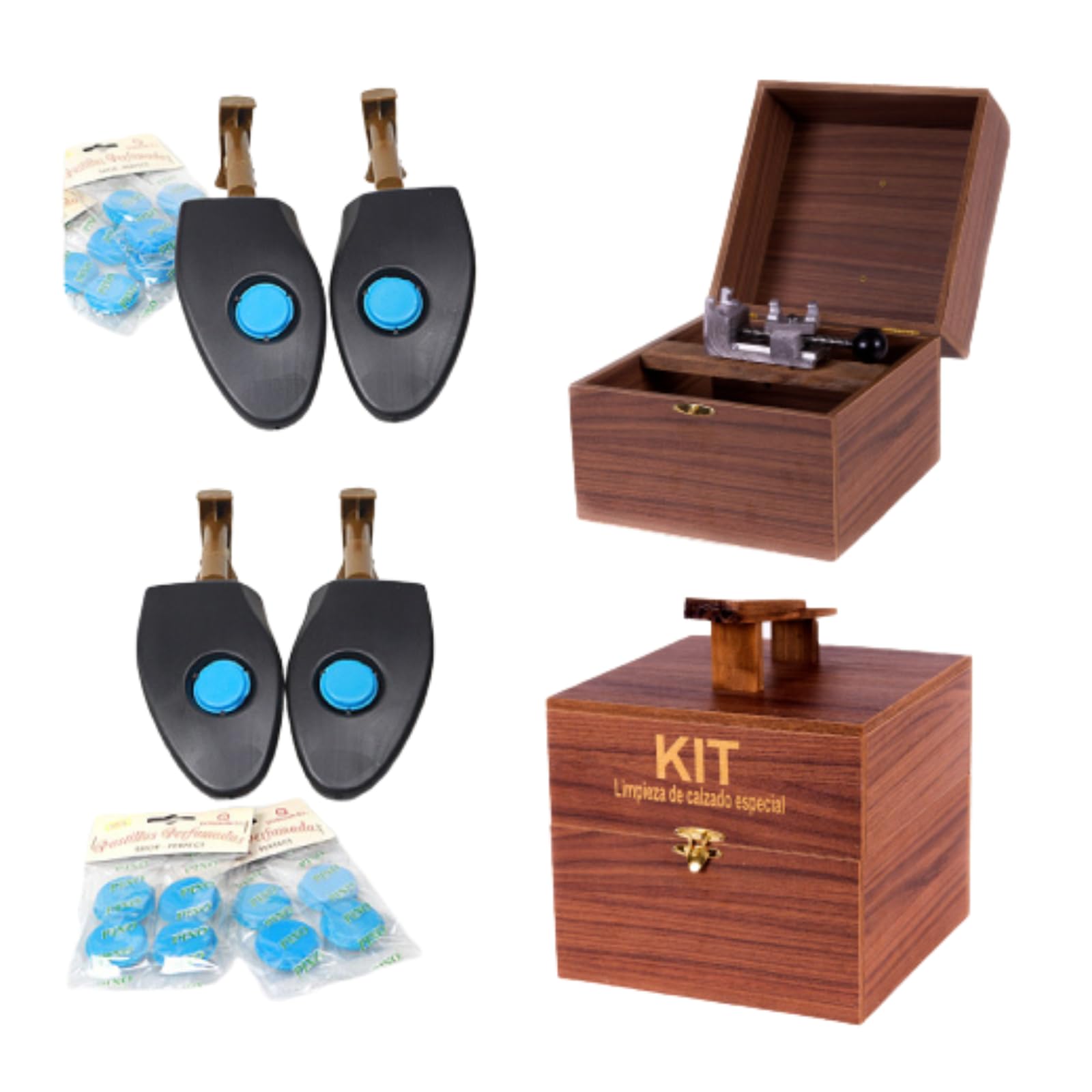 PREMIUM BOX, Limpieza de Zapatillas, Limpia Zapatos, Kit Limpieza Zapatillas, Incluye Garra Metálica de Sujección 360° Hormas Hombre Hormas Mujer Pastillas