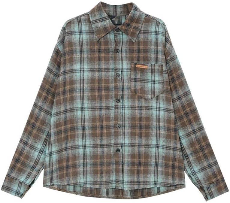 Men's Long Sleeves Shirt Boys Loose Retro Outerwear Fashion Long Sleeves Jacket Casual Breathable Turret Collar Shirt