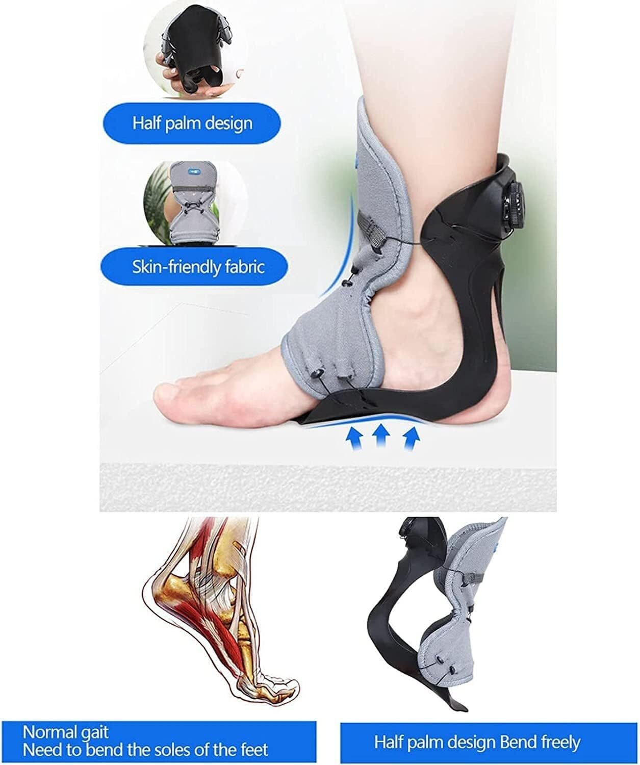 Tobillera, Soporte de Tobillo y pie Ajustable con caída estabilizador for flácido Movimiento dorsiflexión(Left,L)