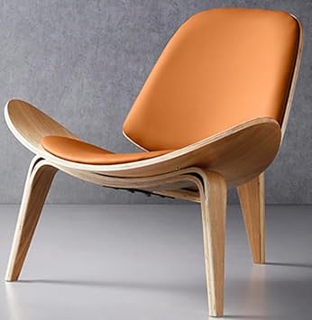 Lounge Chair Recliner Eames Shell Chair Decorated Classic Design Lounge Chair Mid Century Modern Tripod Leather One Side Accent Chair Natural Wood Shell Living Room Chair Outdoor Indoor D