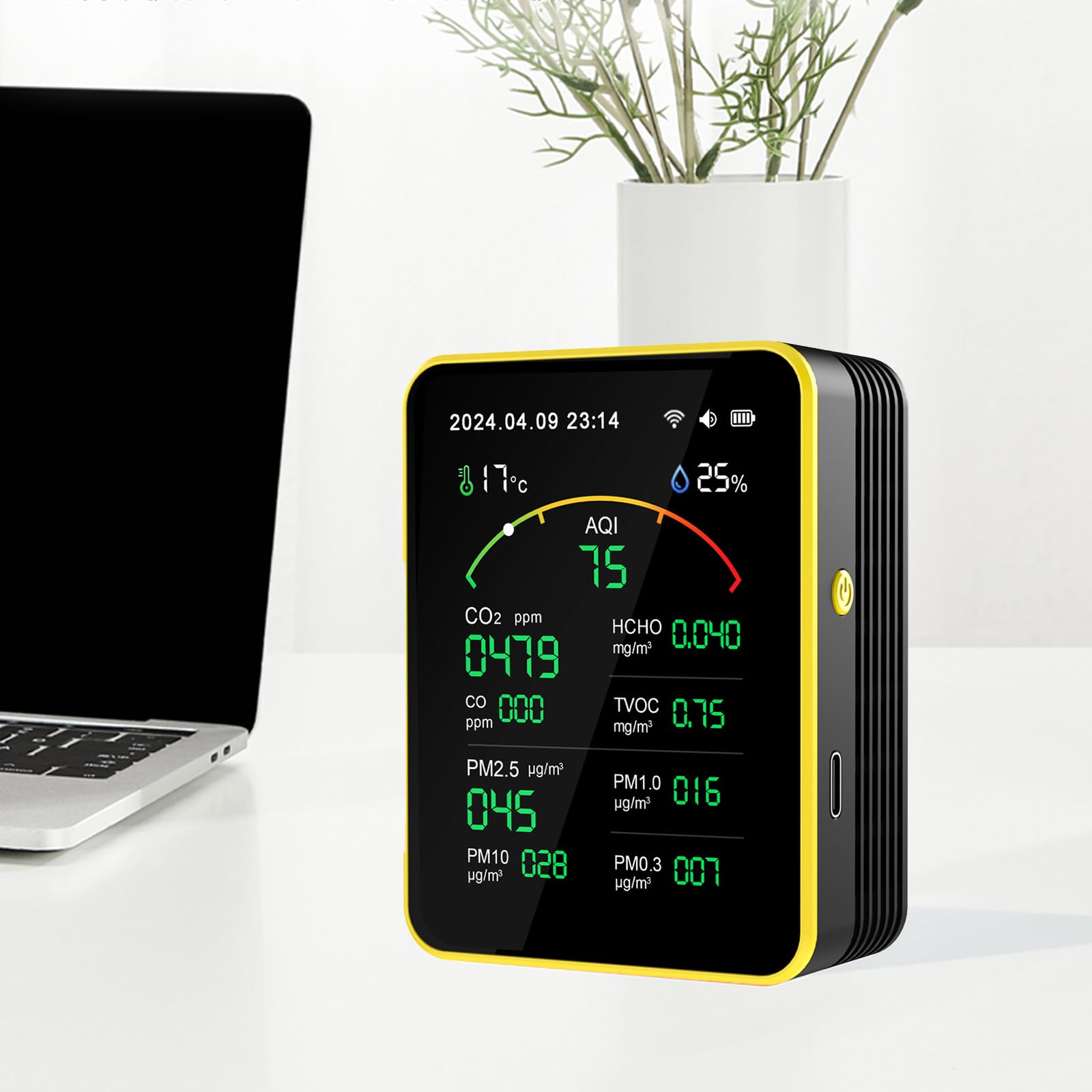 CO2 PM2.5 Formaldehyde TVOC Temperature Humidity Testing Meter Air Detector Air Pollution Meter For Home