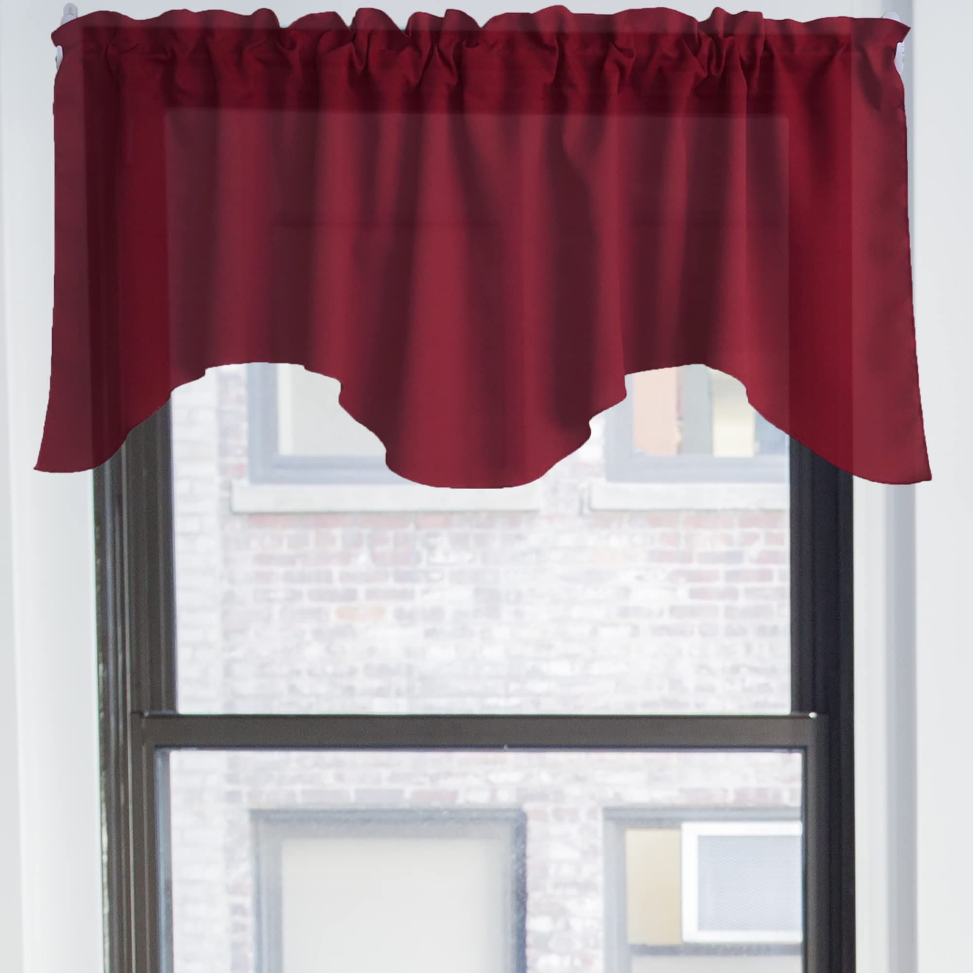 Zen Creative Designs Solid Poplin Scalloped Window Valance Home Décor Bedroom Nursery Kitchen Window (Cranberry Red)