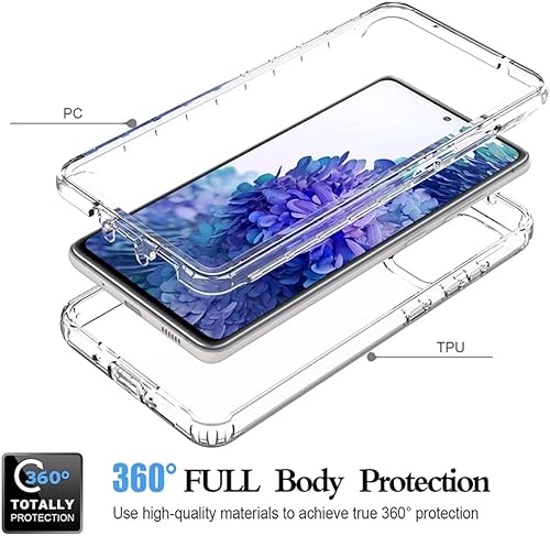 Miniatura 3 de Funda para Galaxy S20 FE, SM-G781U con protector de pantalla de vidrio templado, transparente 360 protección de cuerpo completo, carcasa dura + TPU